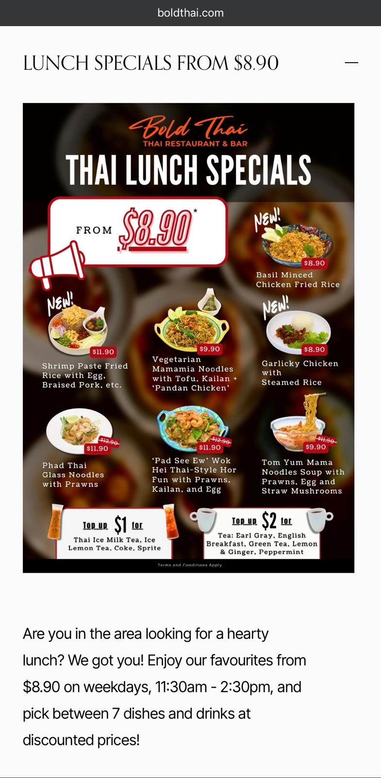 Bold Thai Menu or Display