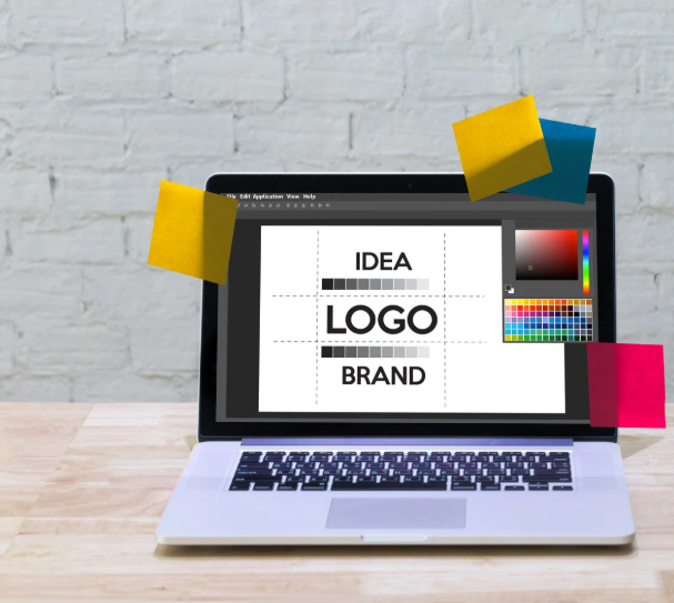 Laptop showing design work